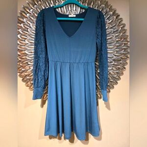 Maurices Blue Lace Sleeve Dress
